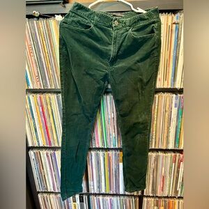 Marks and Spencer Slim Fit Corduroy Pants Forest Green UK Size 12 US Size 8